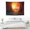 thumbnail image 3 of ONETECH BERRY Empty Tomb Tapestry Crucifixion Resurrection of Jesus Christ Holy Sunrise Religious Wall Hangings Cross Cave Easter Stone Wall Decor Large Tapestry for Bedroom Living Room Dorm, 3 of 7