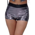 thumbnail image 2 of vigerkar Womens Shiny Stretchy Metallic Mini Shorts Hot Pants for Costume Party (Grey, XXL), 2 of 5