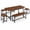 Walnut, variant on Expandable Dining Table Set for 4-8, 63" Extendable Kitchen Table with 2 Benches & 2 Stools, Modern Wood Top Metal Frame Dining Room Table Set, Space-Saving, Brown