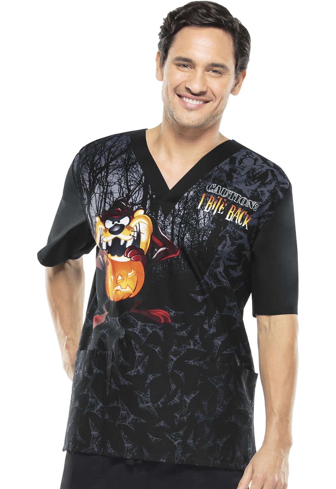 Download Tooniforms Men Scrubs Top, V-Neck, TF606XB6, S, Taz-O-Lantern - Walmart.com - Walmart.com