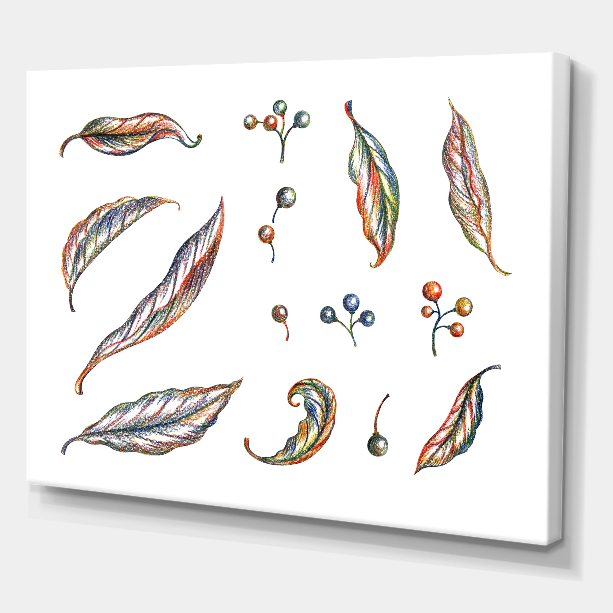 Designart ' Leaves and Berries Of Wild Grapes ' Bohemian & Eclectic Canvas Wall Art Print