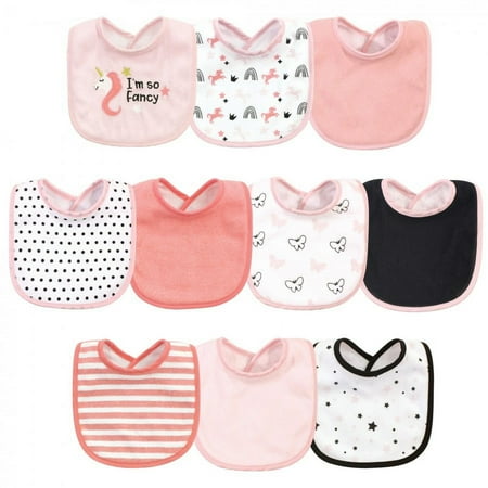 UPC: 0660168560848 | Hudson Baby Infant Girl Cotton and Polyester Bibs 10pk  Im So Fancy Unicorn  One Size