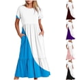 thumbnail image 1 of Sentmoon Robe Grande Taille Col Rond Coupe Régulière Extensible Fluide Robes pour Femmes à Blocs de Couleur Manches Courtes Été Sorties Robes d'Été pour Femmes 2026 Agréable S, 1 of 5