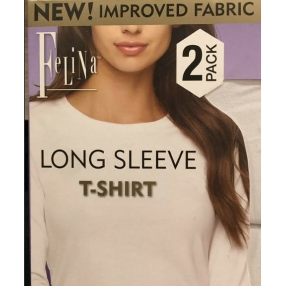 Felina Ladies' 2-Pack Long Sleeve T-Shirt Tagless Label Soft Cotton Stretch
