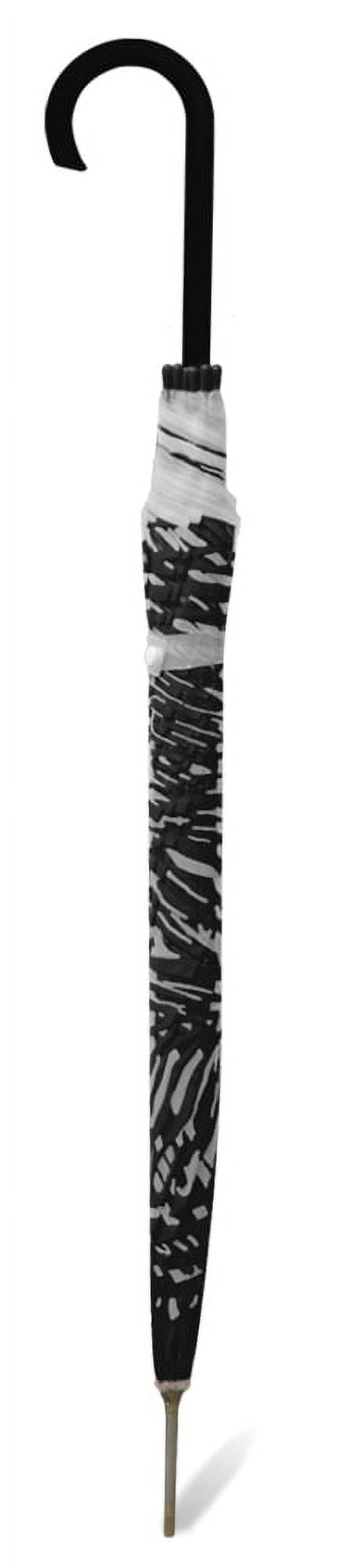 The Weather Station, 46in Clear Stick Rain Umbrella, Automatic Open, Clear Canopy with Prints
