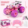 thumbnail image 3 of Flooyes Remote Control Car for Girls, 2.4Ghz All Terrain Girls Off-Road RC Trucks with Rechargeable Battery,4WD RC Car Toys for Boys 3-6 Years,Birthday Gifts for Kids Age 3 4 5 6 +,Pink, 3 of 8