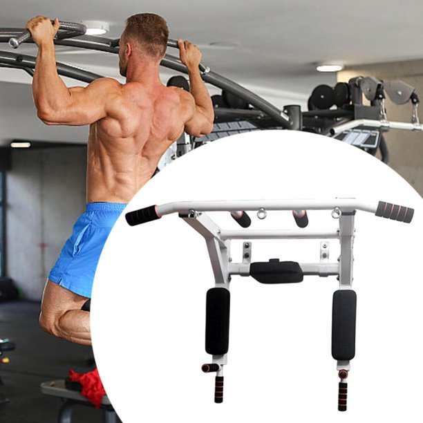Estación de con barra para fondos y fortalecimiento de brazos y espalda con ganchos para mujeres y hombres. Fitness.
