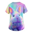 thumbnail image 6 of JoveMarine Women's Cute Cartoon Printed V-Neck Short Sleeve Scrub Top with Pockets Side Slit Workwear Blouse Kawaii Uniform for Spring Fall Daily Work Purple Pink XL, 6 of 6