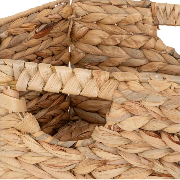 Natural Water Hyacinth Handwoven Laundry Baskets, Portable Storage Hampers with Carry Handles, Rectangular Decorative Storage for Clothes & Household Items, 2-Pack