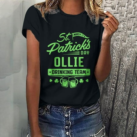

YFPWM Womens Tunic Tops Queen Top Mesh Tops Corset Top Fringe Top Flowy Tops Feather Top Fishnet Top Dog Print Top Cow Print Top Crewneck St. Patrick s Day Print T-shirts