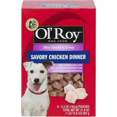 Ol' Roy Mini Chunks in Gravy Savory Chicken Dinner Wet Dog Food, 5.3 Oz, 6 Ct