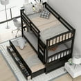 thumbnail image 2 of Twin over Twin Wood Bunk Bed with Trundle and Drawers, Espresso, 2 of 13