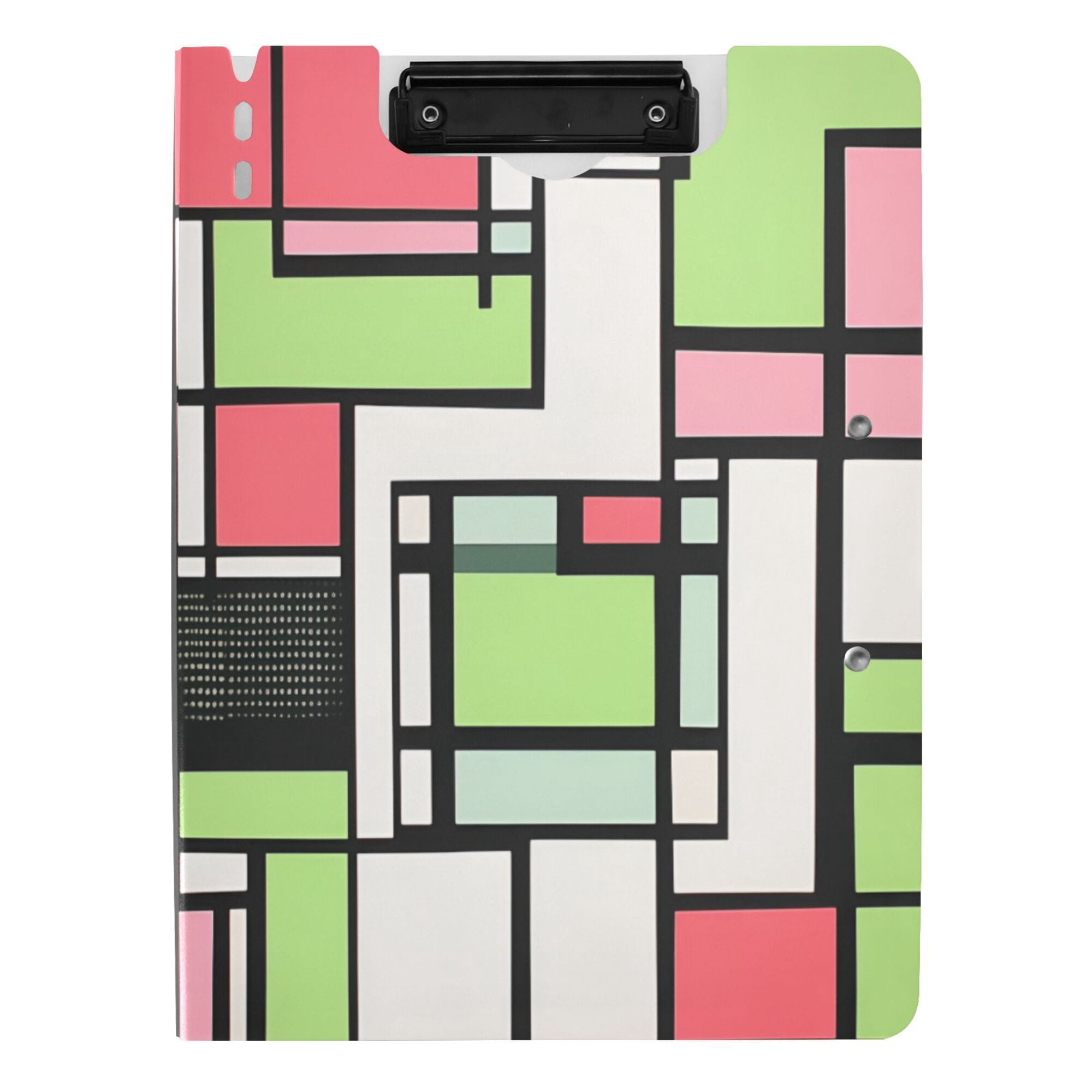 FORMRS A4 Clipboard Folder with Pen Holder Horizontal Foldable School Office Binder, Green Abstract Geometric