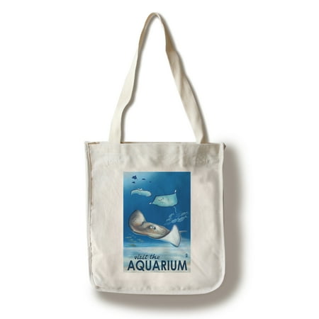 Rays - Visit the Aquarium - Lantern Press Poster (100% Cotton Tote Bag - Reusable)