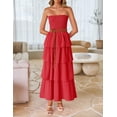 thumbnail image 4 of Vestido largo ZESICA Summer 2025 sin tirantes con hombros descubiertos rojo, 4 of 9