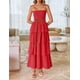 thumbnail image 4 of Vestido largo ZESICA Summer 2025 sin tirantes con hombros descubiertos rojo, 4 of 9