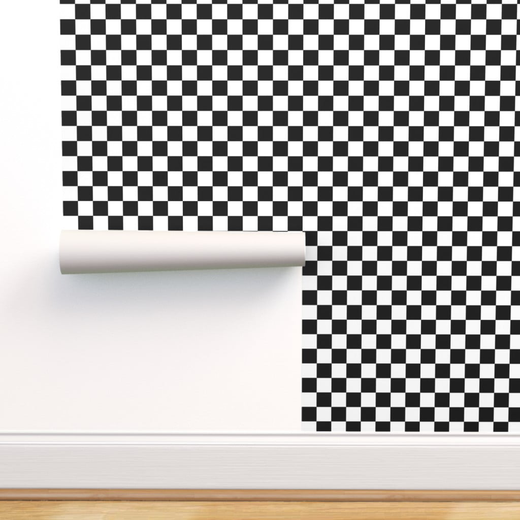 Peel-and-Stick Removable Wallpaper Black And White Check Checkers