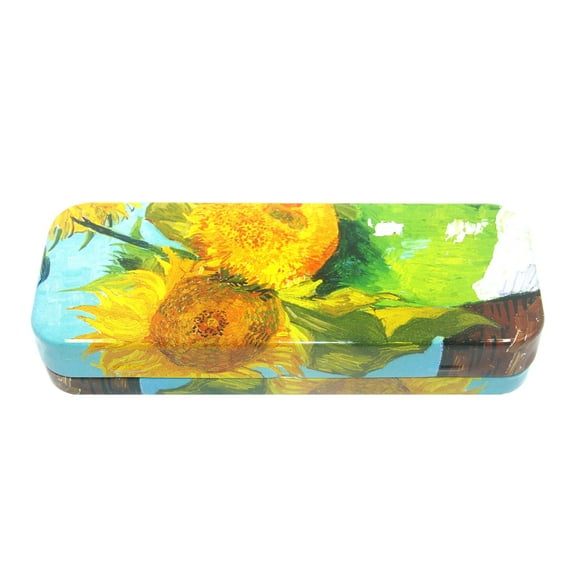 DAHO Mega Tin Pencil/Storage Box with World Famous Arts for Office, Home, Makeup, Accessories Storage (Sunflower)