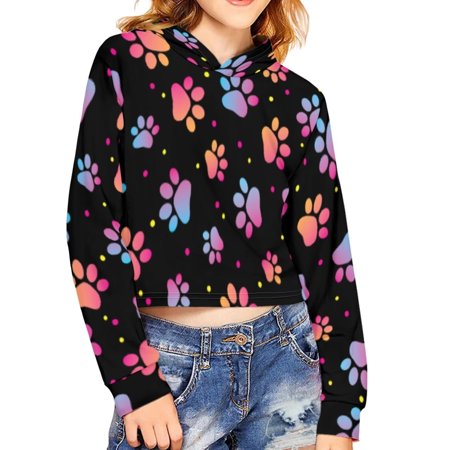 

Renewold Colorful Dog Paws Print Graphic for Kids Girls 13-14 Years Cropped Pullover Hoodies Cozy Loose Long Sleeve Crop Tops Sweatshirts Outdoor Active Sport Jacket
