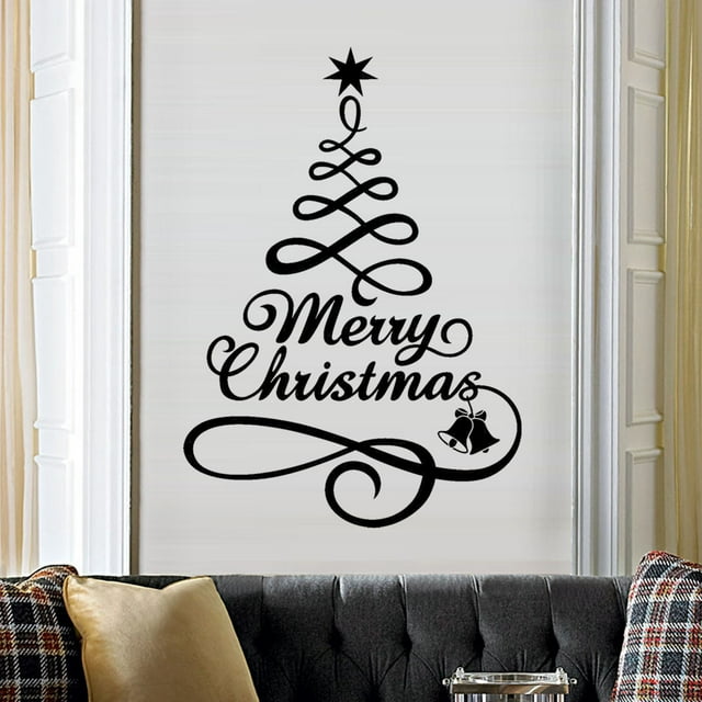 TIELUTT Christmas Tree Window Wall Stickers Home Decorations Hexagon Tiles Poster Stickers for Wall Murals for Walls Wall Sticker Kitchen Wall Letter Stickers