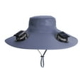 thumbnail image 3 of Bxaolu Outdoor Wide Brim Sun Hat with 2 Solar Fan, Sun Bucket Hat for Men Women, Summer Bucket Fishing Hat, Beach Cap UPF 50+, Dark Gray, 3 of 9