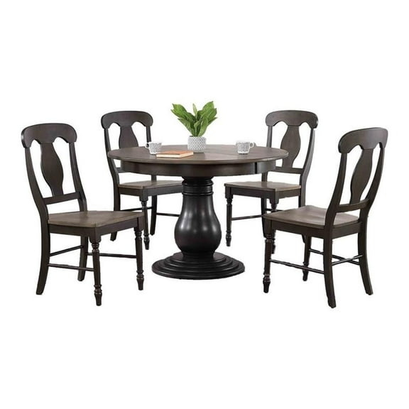 5-Pc Napoleon Wood Bella Dining Set in Gray/Black Stone