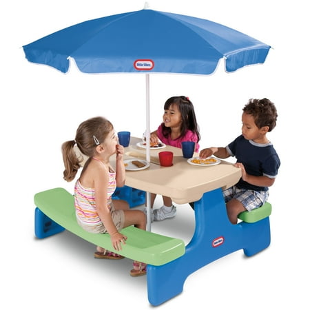 Little Tikes Easy Store Kids Picnic Table with (Best Picnic Table Umbrella)