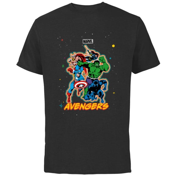 Marvel Avengers Classic Team Group Trip Vacation Matching - Short Sleeve Cotton T-Shirt for Adults - Customized-Black