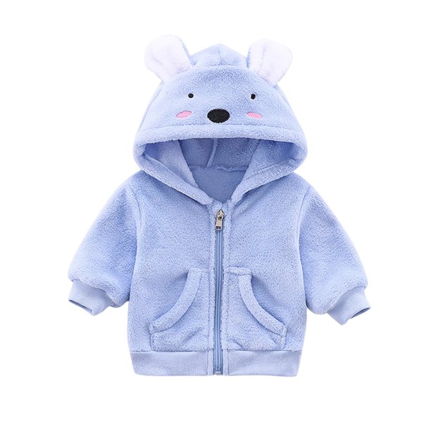 Gibobby Chamarra niñoAbrigo de invierno para niños y niñas, abrigo grueso a de viento, chaqueta con capucha de lana cálida de dibujos animados para niños(Azul, 18-24 Meses)