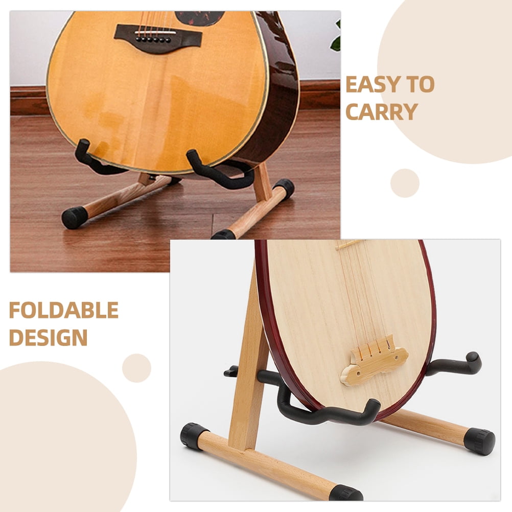 Raindrops Wooden Guitar Stand Universal Display Holder for Acoustic, Electric, Bass Guitars - Durable Wood Guitar Rack
