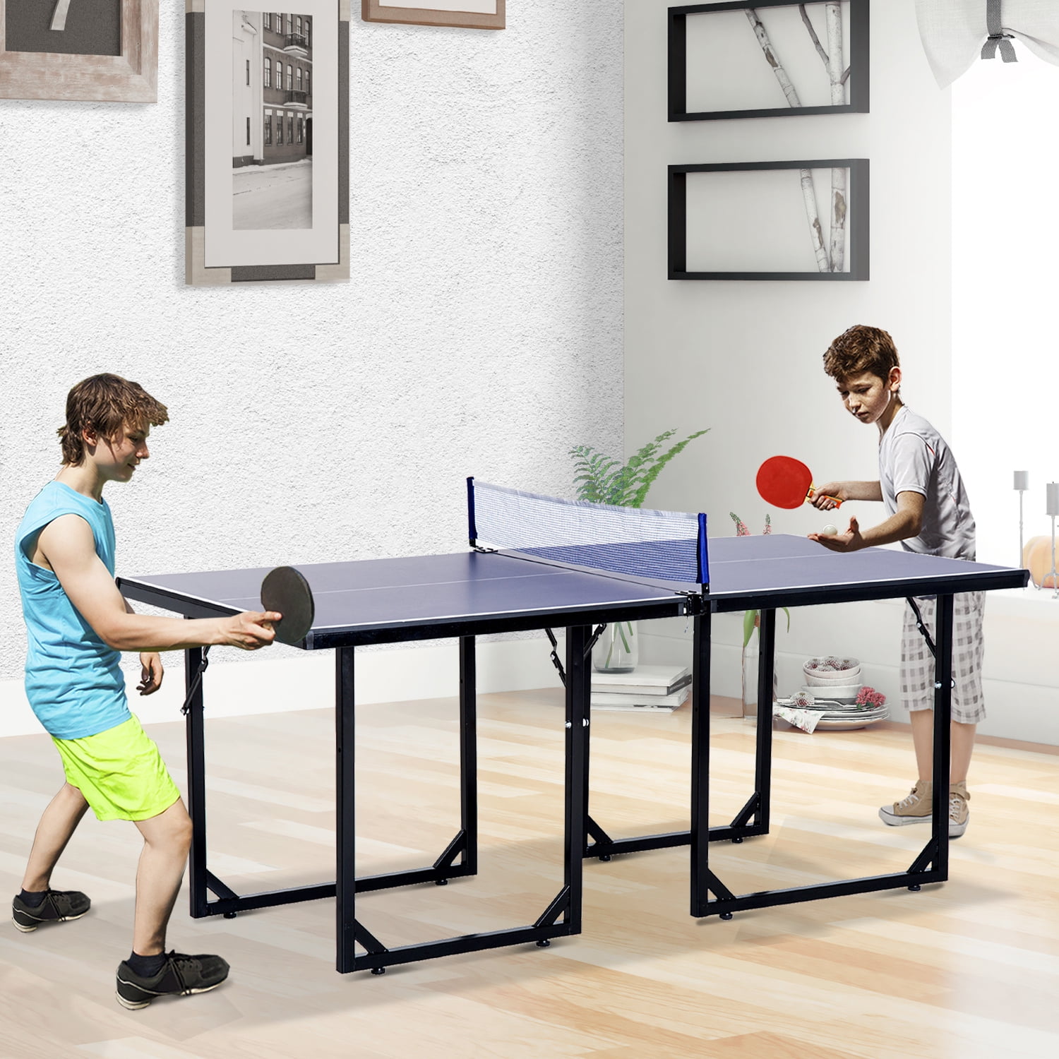 6x3ft Compact Midsize Ping Pong Table Table Tennis Table Free Standing