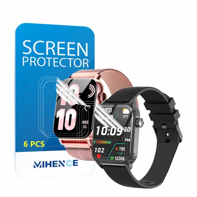 Mihence Protector De Pantalla Compatible Con Trendia Tg09 / Trausi Tg08 Smartwatch Hd Tpu Película Protectora Para Relojes Inteligentes Tg08 / Tg09 De 1.83 '' (6Pcs)