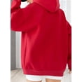 thumbnail image 5 of Osfvolr Women Oversized Sweatshirt Long Sleeve Hooded Sweatshirt Fall Winter Fashion Loose Casual Pullover Tops Red XL, 5 of 6