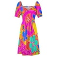 thumbnail image 5 of 2024 Bright Pop Art Colorful Peace and Love Flower Power Art Dress Women's summer dresses summer dress elegant women's sets, 5 of 7