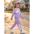 thumbnail image 5 of PatPat Girls Clothes Toddler Sweatshirts 2 Piece Top & Pants Kids Long Sleeve Fall Pullover and Joggers School Outfits Sets, Purple, 4-5 Years, 5 of 13