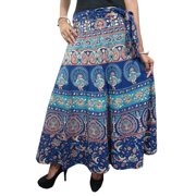 Mogul Women's Indian Wrap Skirt Long Peacock Print Beach Wrap Around Skirts