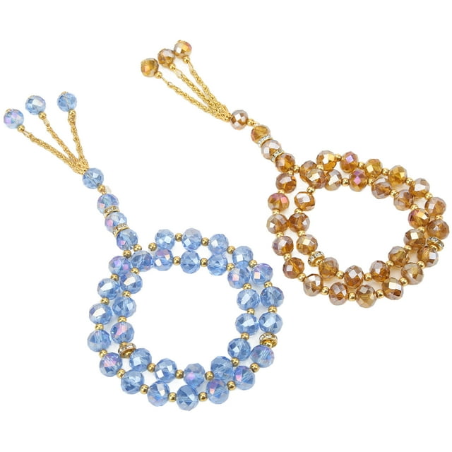 Rosario musulmán, Mini Lindo Cahrming Blue Champagne Color Beads Beads Beads Duradero Ligero para La Decoración Diaria para el Regalo