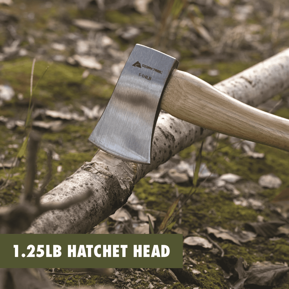 Ozark Trail Hatchet Axe, 1.25 lb, Wooden Handle, Camping and