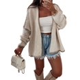 thumbnail image 2 of Women'S Oversized Cardigan Sweaters Fall Long Lantern Sleeve Knit Open Front Apricot Color S, 2 of 6