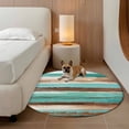 thumbnail image 2 of Round Rugs 7Ft, Turquoise Brown Round Area Rug Washable Indoor Throw Carpet, Watercolor Modern Abstract Striped Large Non Slip Circle Rug for Dining Room Playroom Home Decor Aesthetic, 2 of 8
