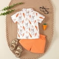 thumbnail image 3 of Kaprioy My First Easter Baby Boy Outfit Boys Eeaster Outfit Easter Cartoon Rabbit Print Bow Tie Button Down Shirt Top with Shorts Pants Set Gentleman's Outfit, 3 of 6