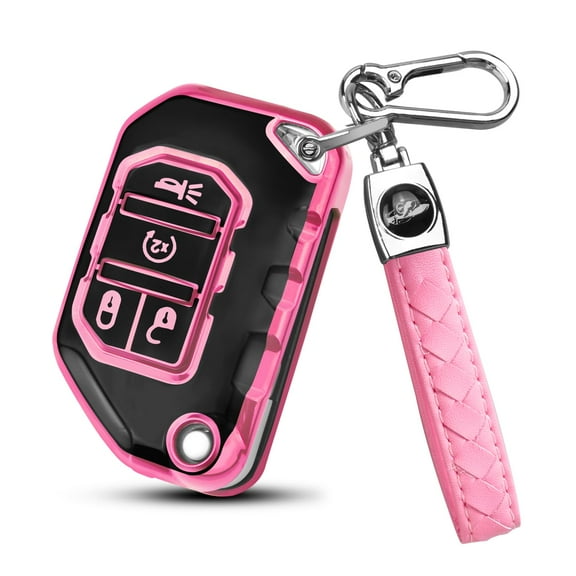 Flip Key Case Protector Accessories Compatible with 2018 - 2024 Jeep Wrangler JL/JLU (Including Rubicon, Sahara) and Gladiator