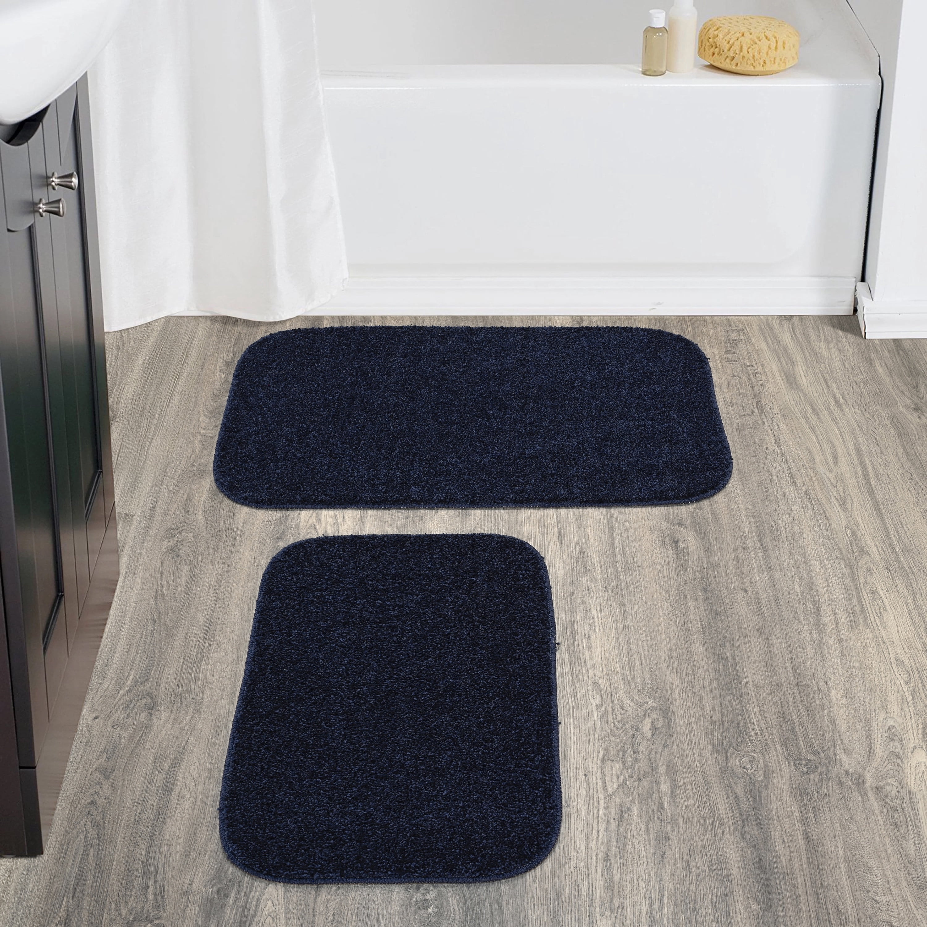 Garland Rug Sedona Washable Bath Rug Set, 2 Piece (21"x34" & 17"x24") Navy