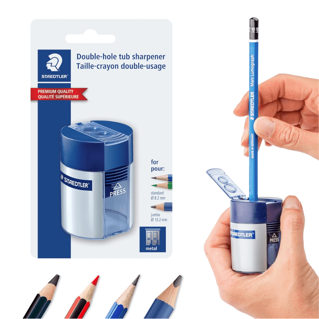 STAEDTLER 18 Pack - Pencil Sharpener with 2 Holes - Dual Size Manual Sharpener for Standard, Colored & Makeup Pencils - Compact Design - 18 Count