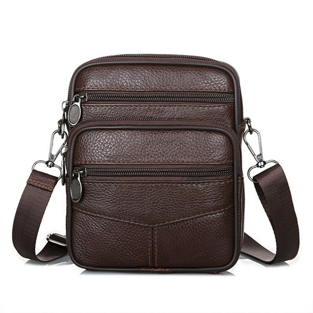 Bolso Multifuncional para Hombre Con Bolso Cruzado Piel Vaca para El (café)