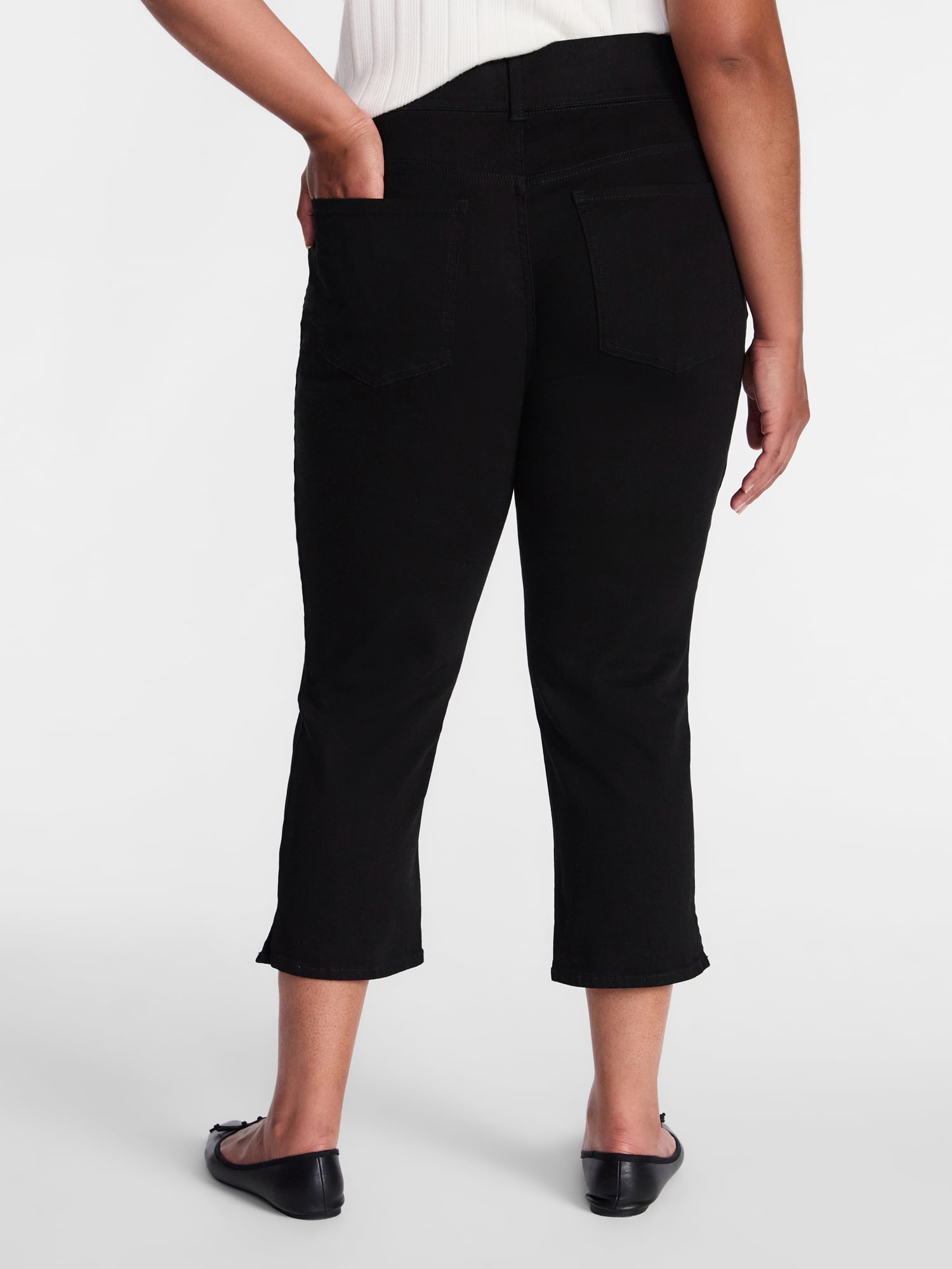 Terra & Sky Women's Plus Size Pull On High Rise Capri Jeggings, 23" Inseam, Sizes 0X-4X
