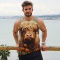 thumbnail image 6 of Picia Cute Floral Cow Printed Men’s Performance Tank, Men's Workout Tank Top Moisture-Wicking Tank Top Muscle tee, Breathable Workout Shirt-, 6 of 7