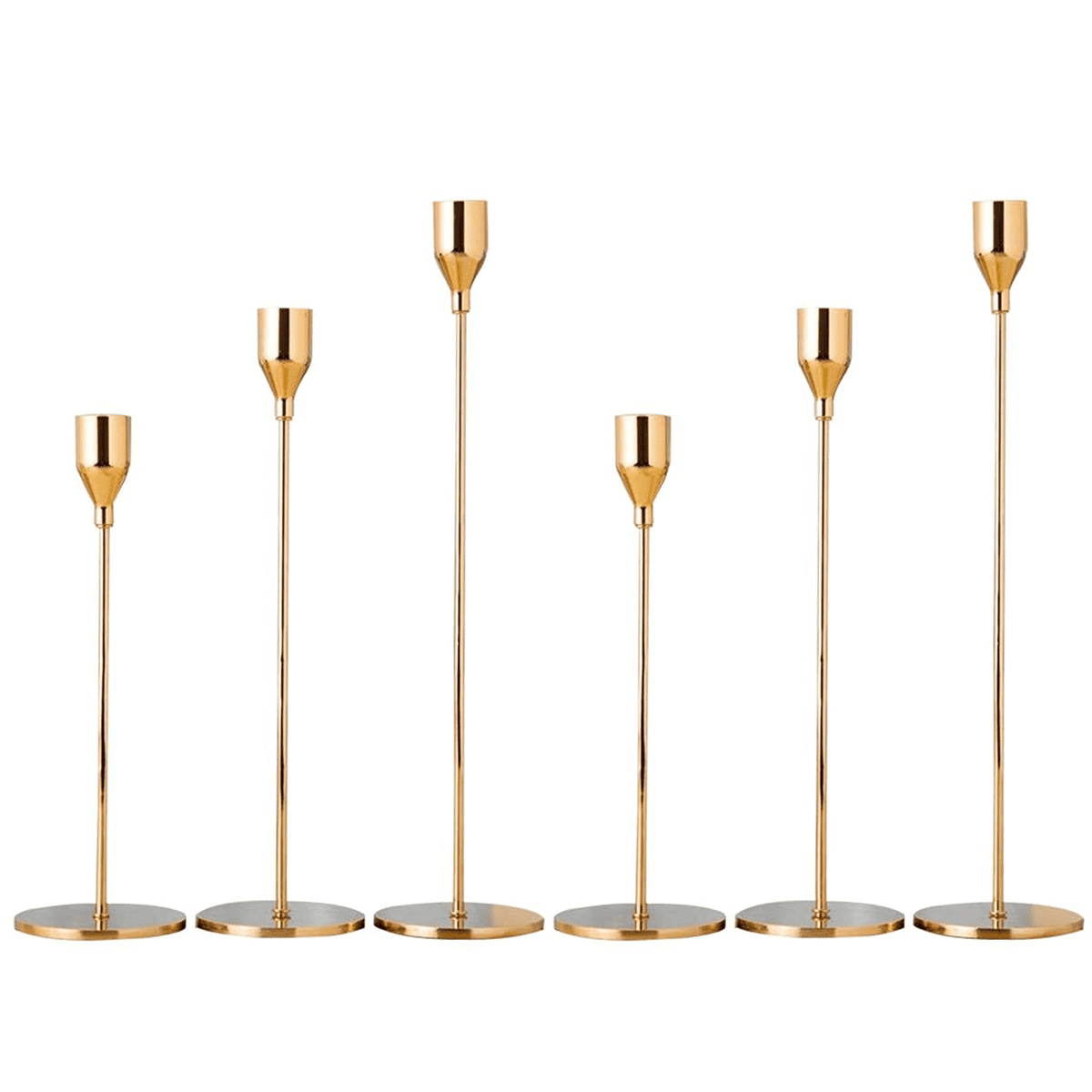 Nuptio Gold Candle Holder for Taper Candles Candlestick Holders Set of