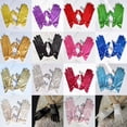 thumbnail image 3 of Namzi Guantes de satén, guantes cortos, guantes de princesa, para bodas, ópera, banquetes y fiestas de disfraces - Blanco, 3 of 4