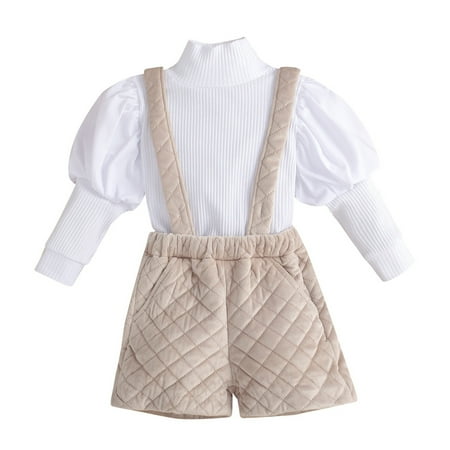 

Newborn Infant Baby Girls Cotton Autumn Ribbed Long Sleeve Tops Pullover Suspender Pants Set Clothes